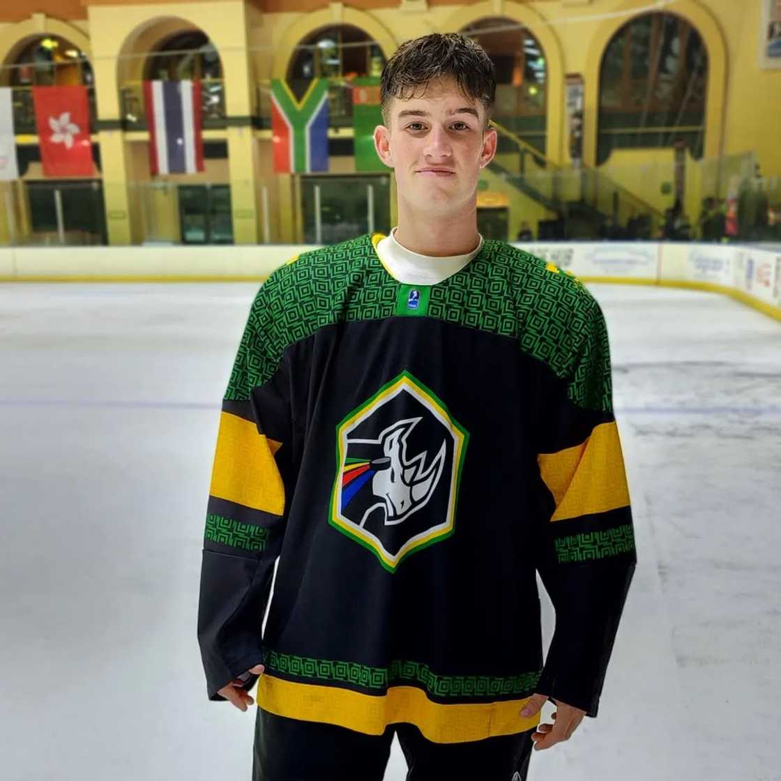 A boy at the ice rink.