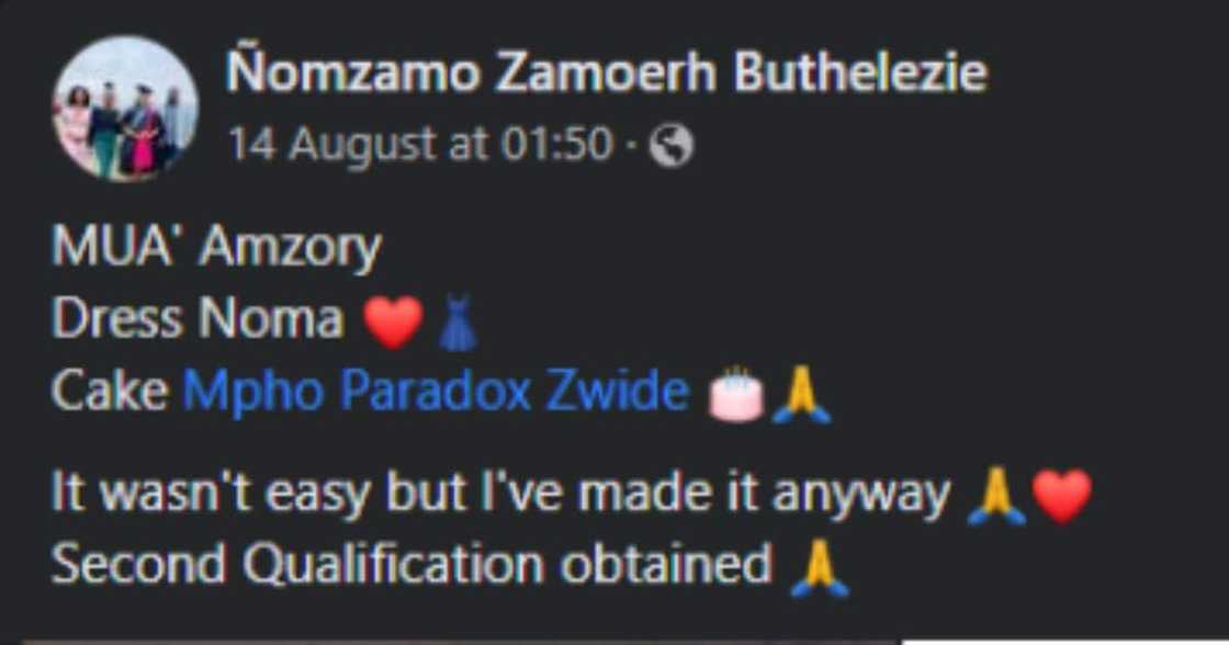 Nomzama Buthelezie graduated again. Nomzama Buthelezie graduated again.