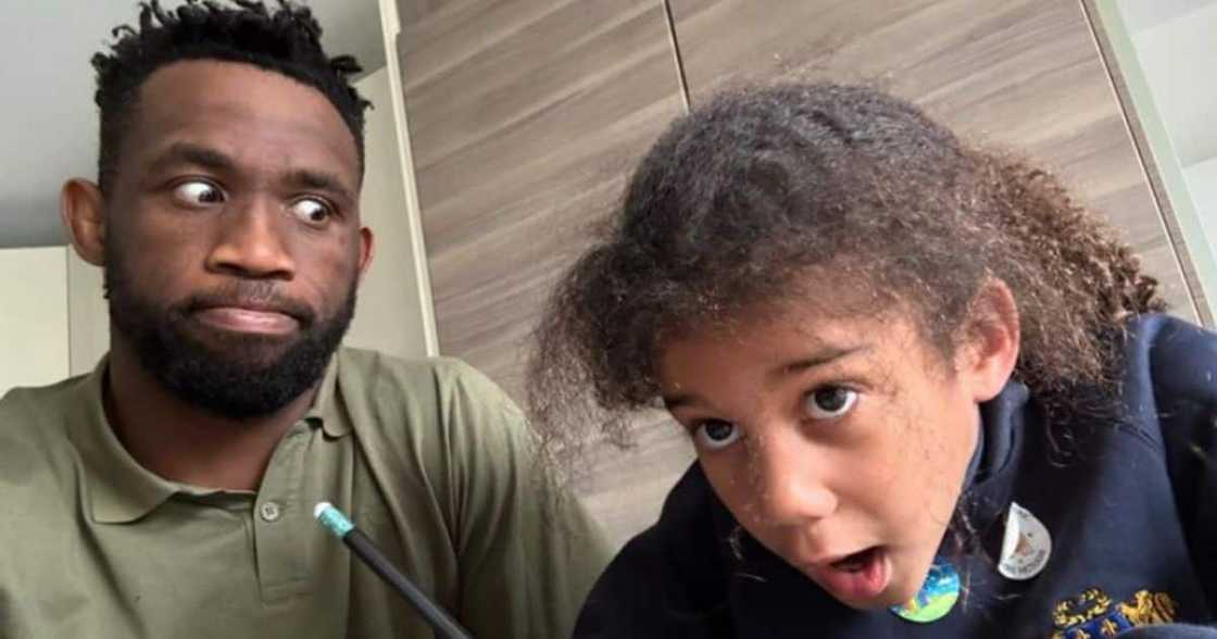 Springboks Captain Siya Kolisi and his daughter Springboks Captain Siya Kolisi and his daughter