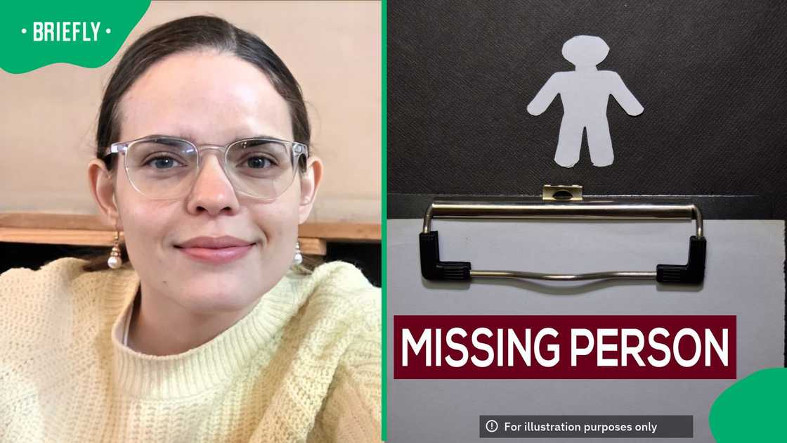 A picture of Denise Ellie Lewis-Swart, who was kidnapped, next to a stock image of a missing person poster A picture of Denise Ellie Lewis-Swart, who was kidnapped, next to a stock image of a missing person poster