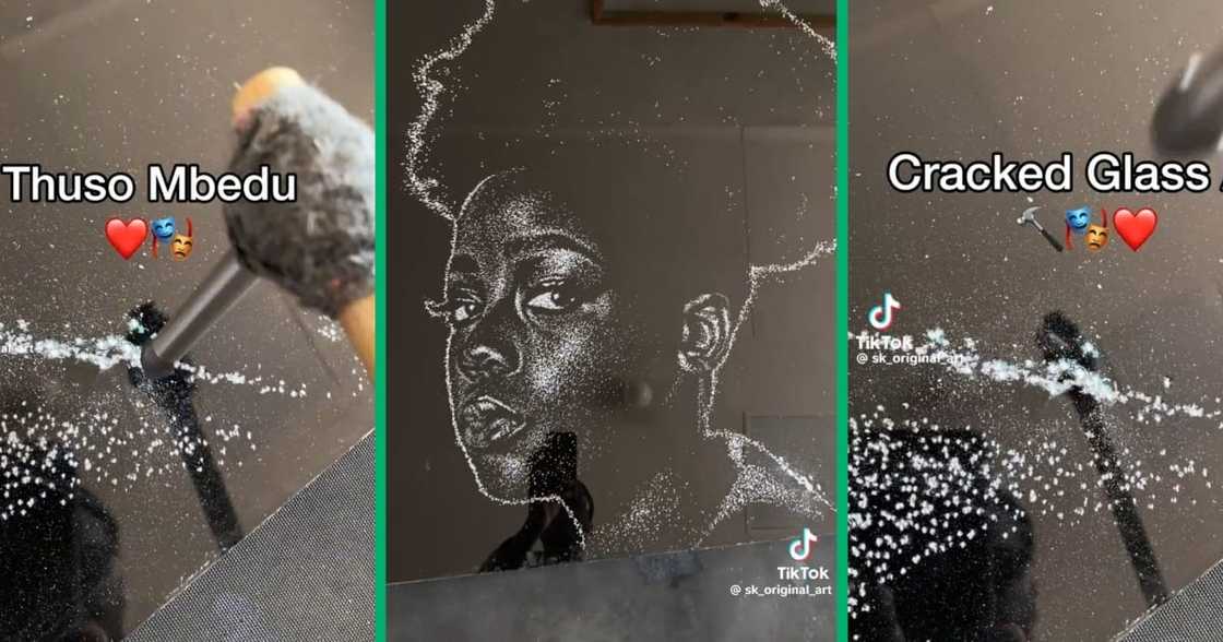 Thuso Mbedu's image was captured in glass art Thuso Mbedu's image was captured in glass art