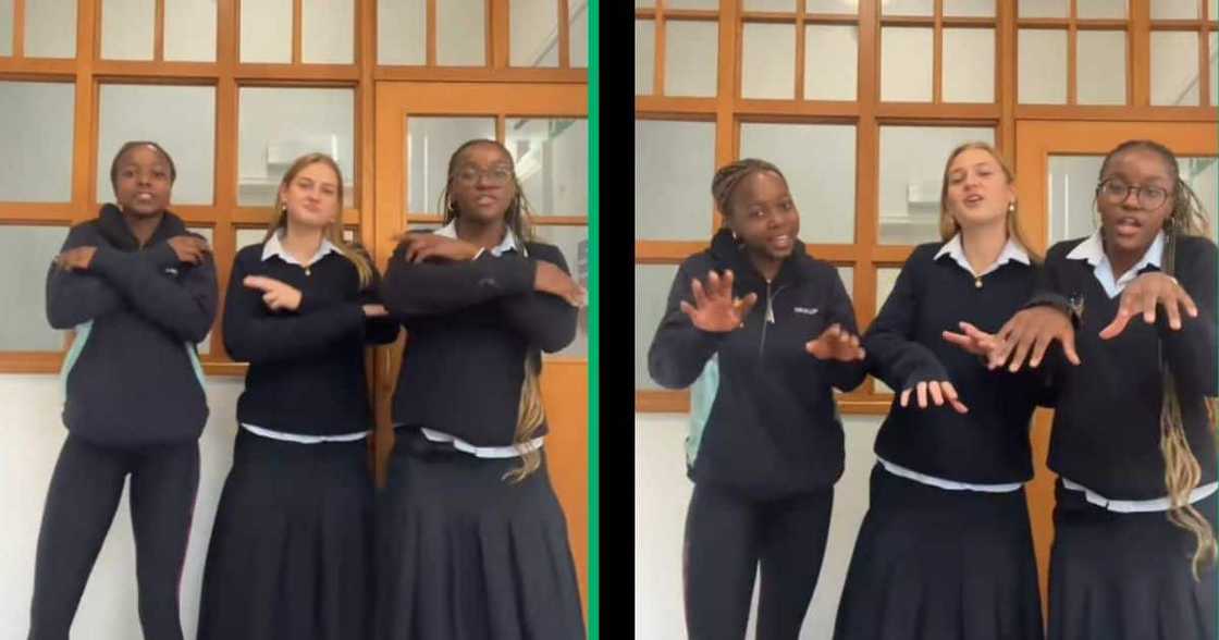 Three high school girls breaking it down on the dance floor