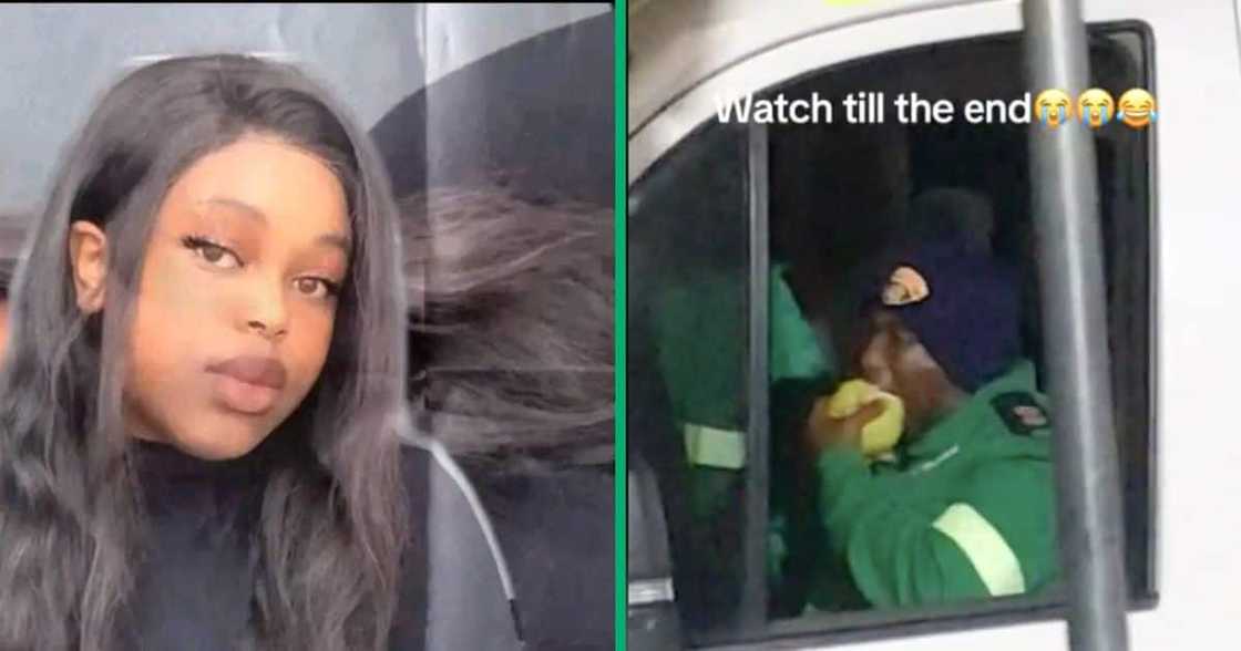 A woman posted a TikTok video of a paramedic eating a large apple A woman posted a TikTok video of a paramedic eating a large apple