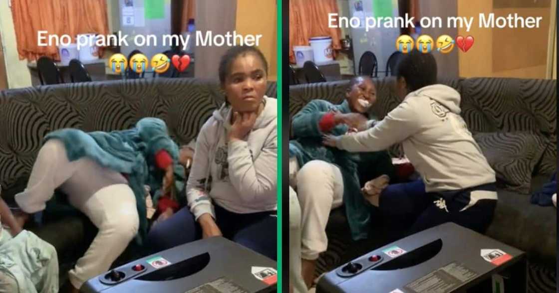 Woman pranking her mother with Eno Prank Woman pranking her mother with Eno Prank