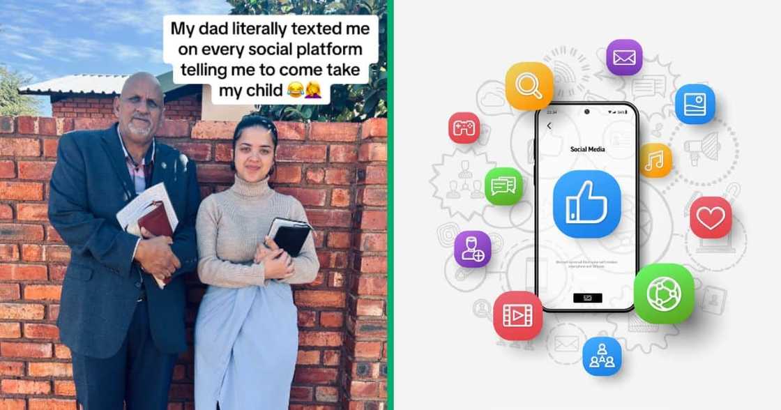 A TikTok video captures messages from a Dad who texted his daughter on every social media platform, telling her to get her child. A TikTok video captures messages from a Dad who texted his daughter on every social media platform, telling her to get her child.