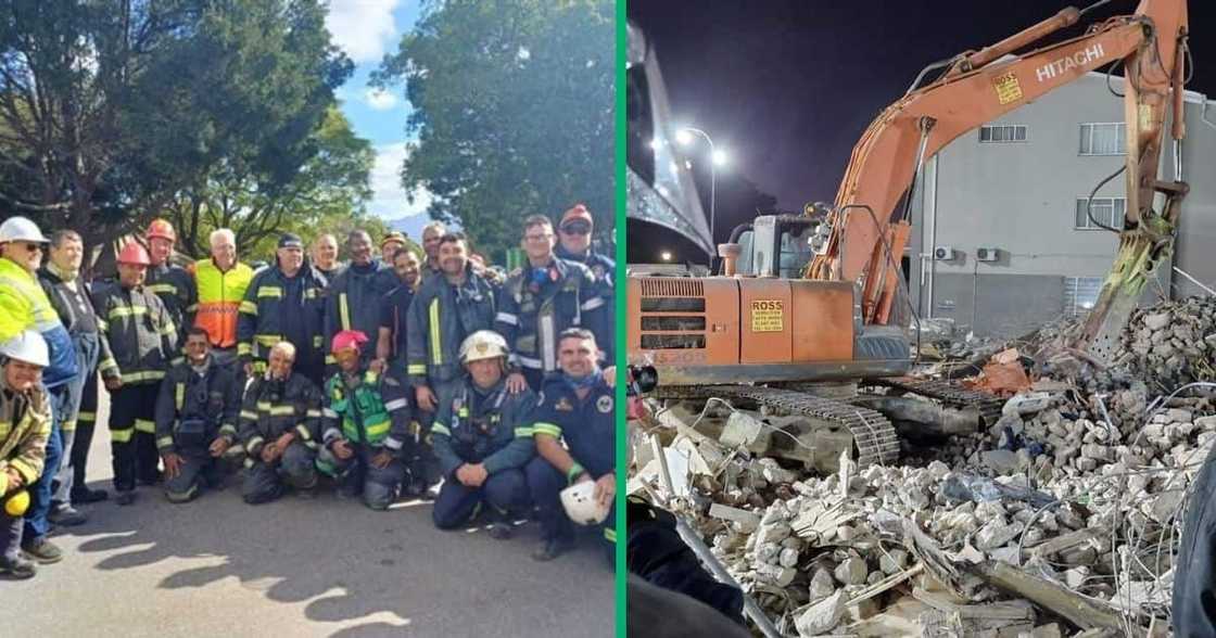 A man found alive in rubble in Geroge building collapse. A man found alive in rubble in Geroge building collapse.