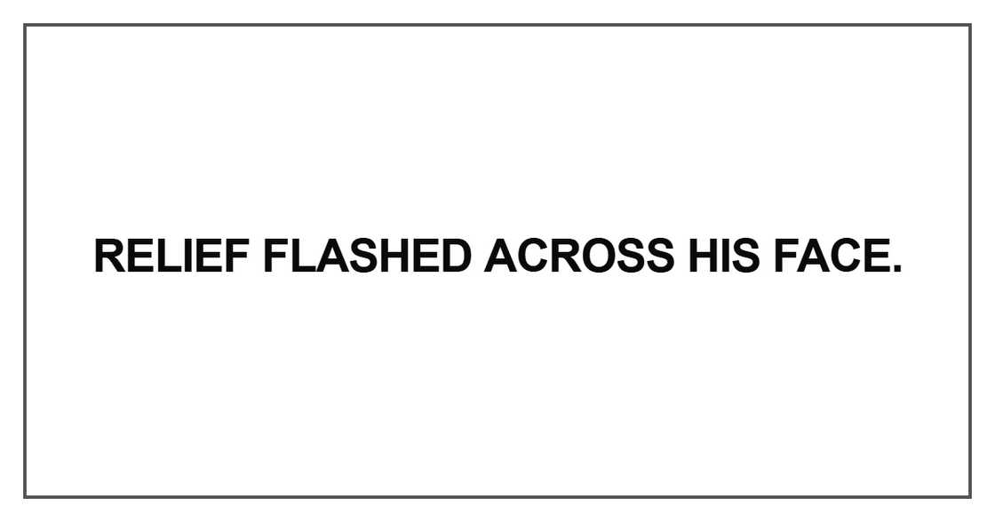 Relief flashed across his face Relief flashed across his face