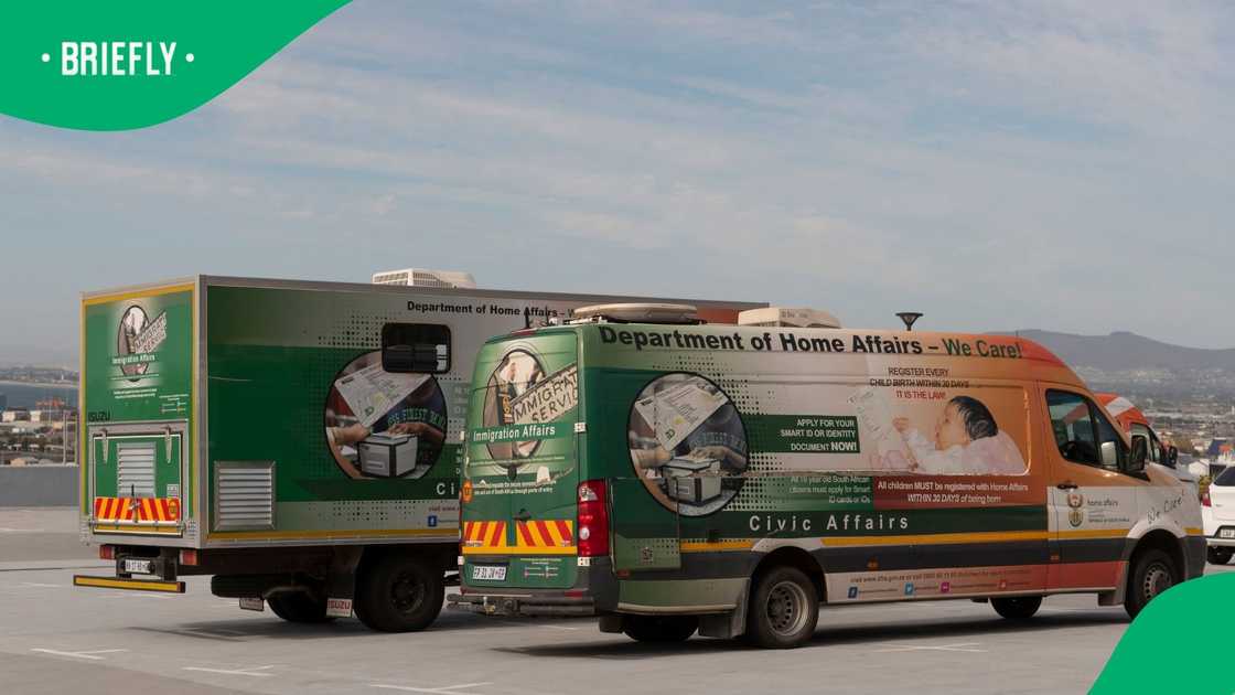 Cape Town, South Africa, Department of Home Affairs team vehicles parked together in the city of Cape Town
