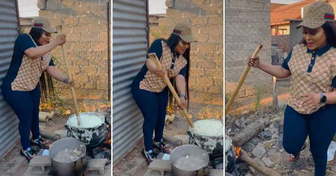 Lady in Gucci cooking pap Lady in Gucci cooking pap