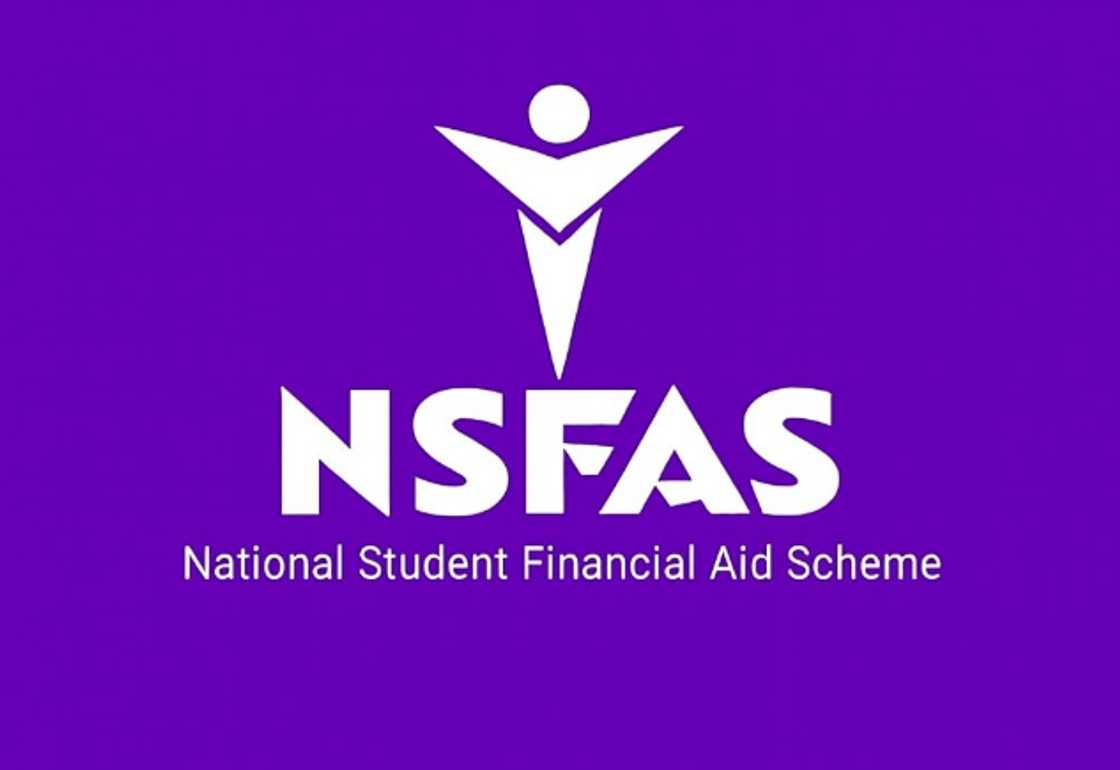 NSFAS logo on a purple background NSFAS logo on a purple background