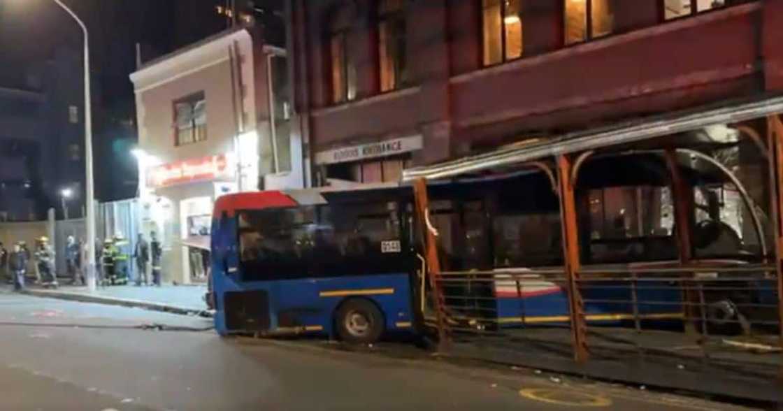 A MyCiTi bus lost control and crashed into a Cape Town coffee shop, injuring several people A MyCiTi bus lost control and crashed into a Cape Town coffee shop, injuring several people