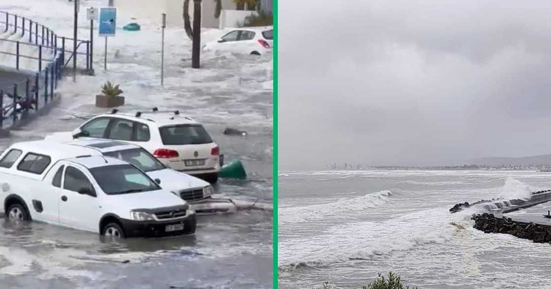 Collage image of cars affected by spring tides in Gordan's Bay