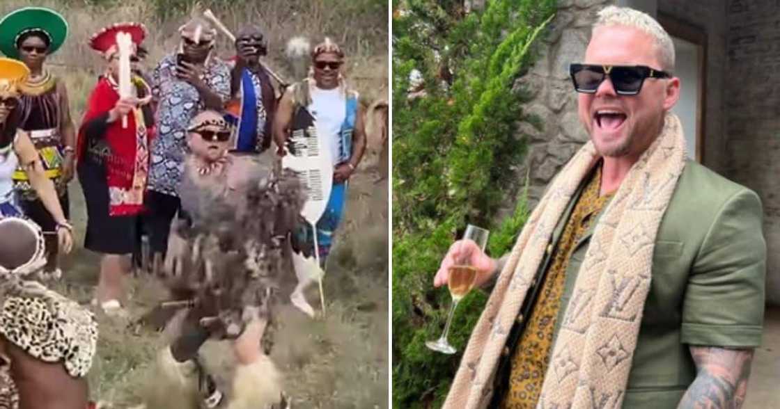 Energetic guy shows off his inner Zulu warrior Energetic guy shows off his inner Zulu warrior