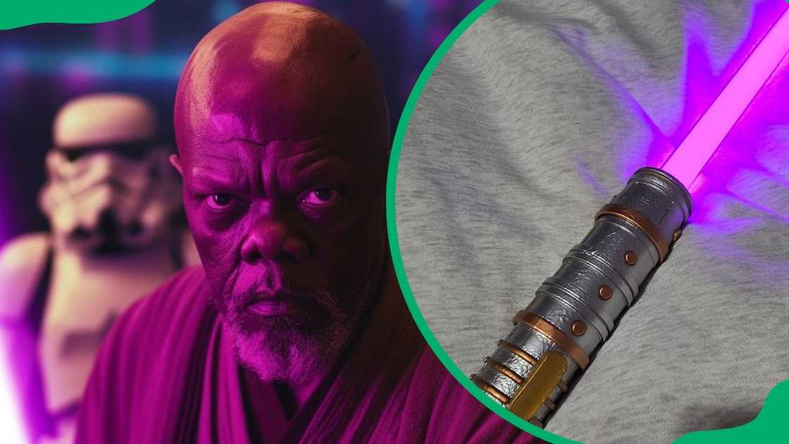 Mace Windu, holder of purple lightsabers Mace Windu, holder of purple lightsabers