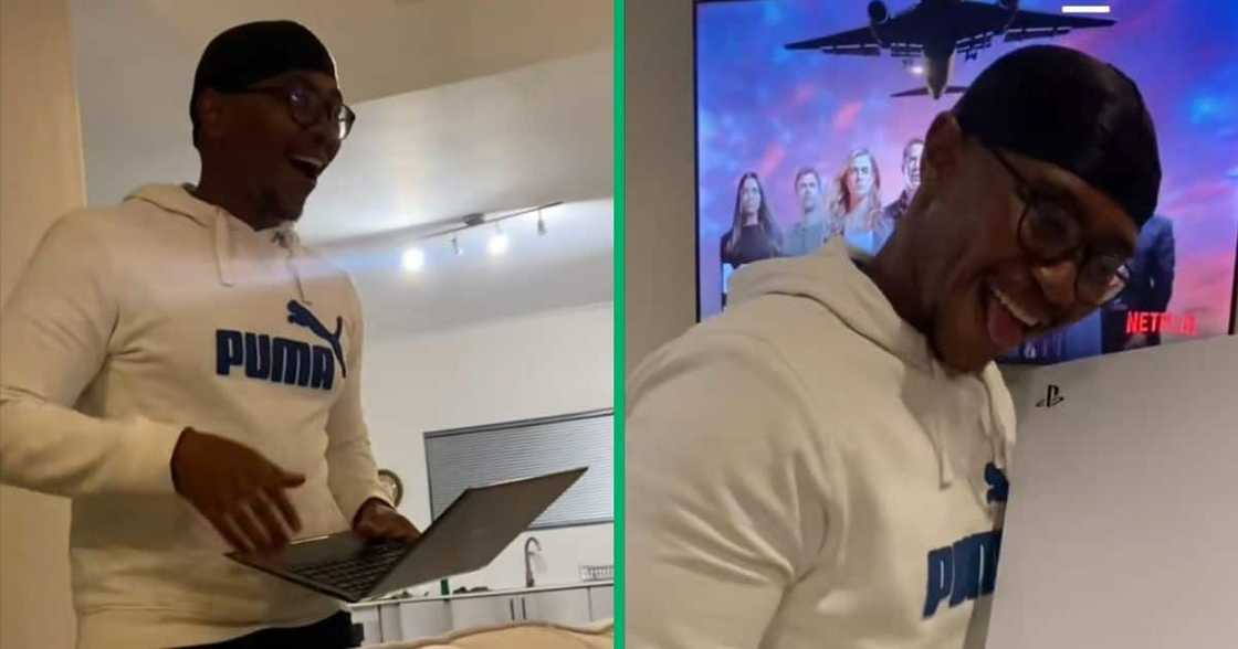 A man got a PS5 from his wife. A man got a PS5 from his wife.