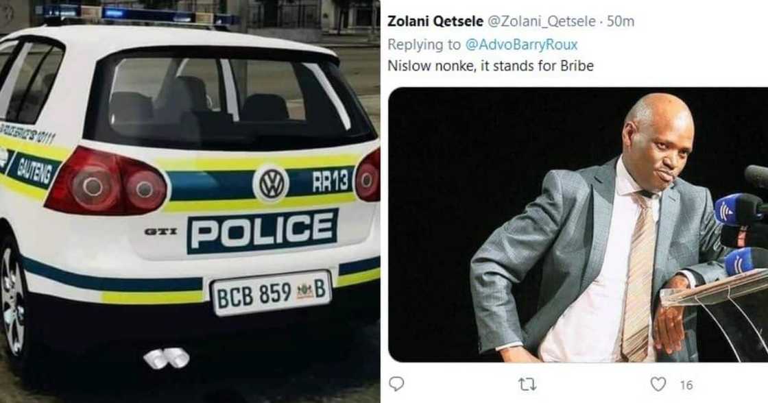 South Africans take to social media to find answers on the meaning of B in police vehicles. Image: Twitter South Africans take to social media to find answers on the meaning of B in police vehicles. Image: Twitter