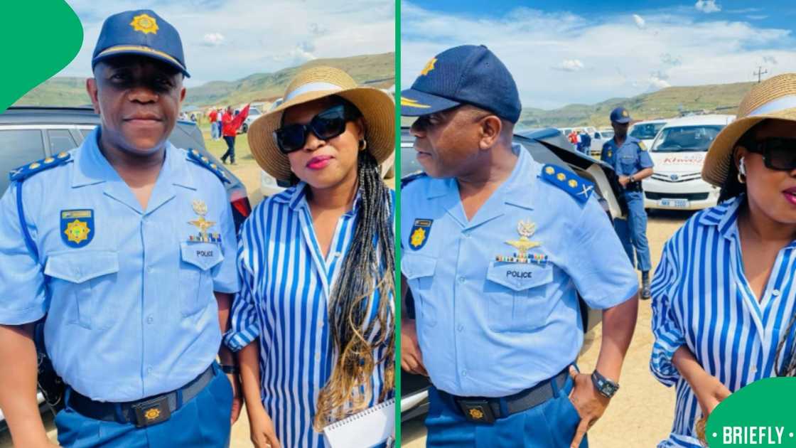 A candid moment of Nhlanhla Mkhwanazi smiling alongside a fan at a public event A candid moment of Nhlanhla Mkhwanazi smiling alongside a fan at a public event