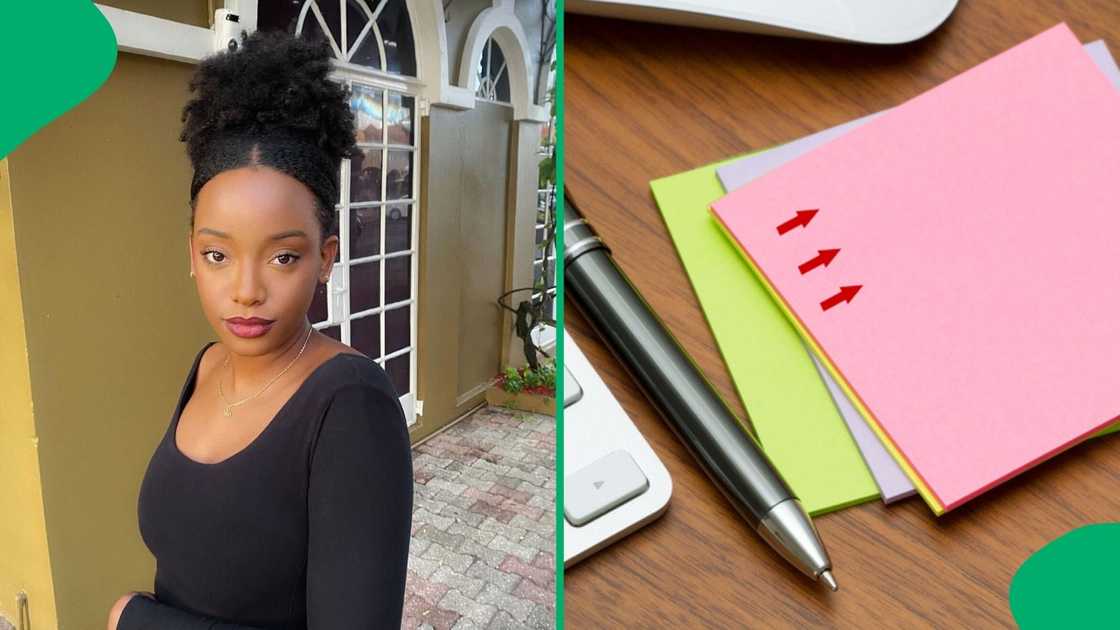 A TikTok video shows a woman exposing her co-worker for sending love notes to his bae. A TikTok video shows a woman exposing her co-worker for sending love notes to his bae.