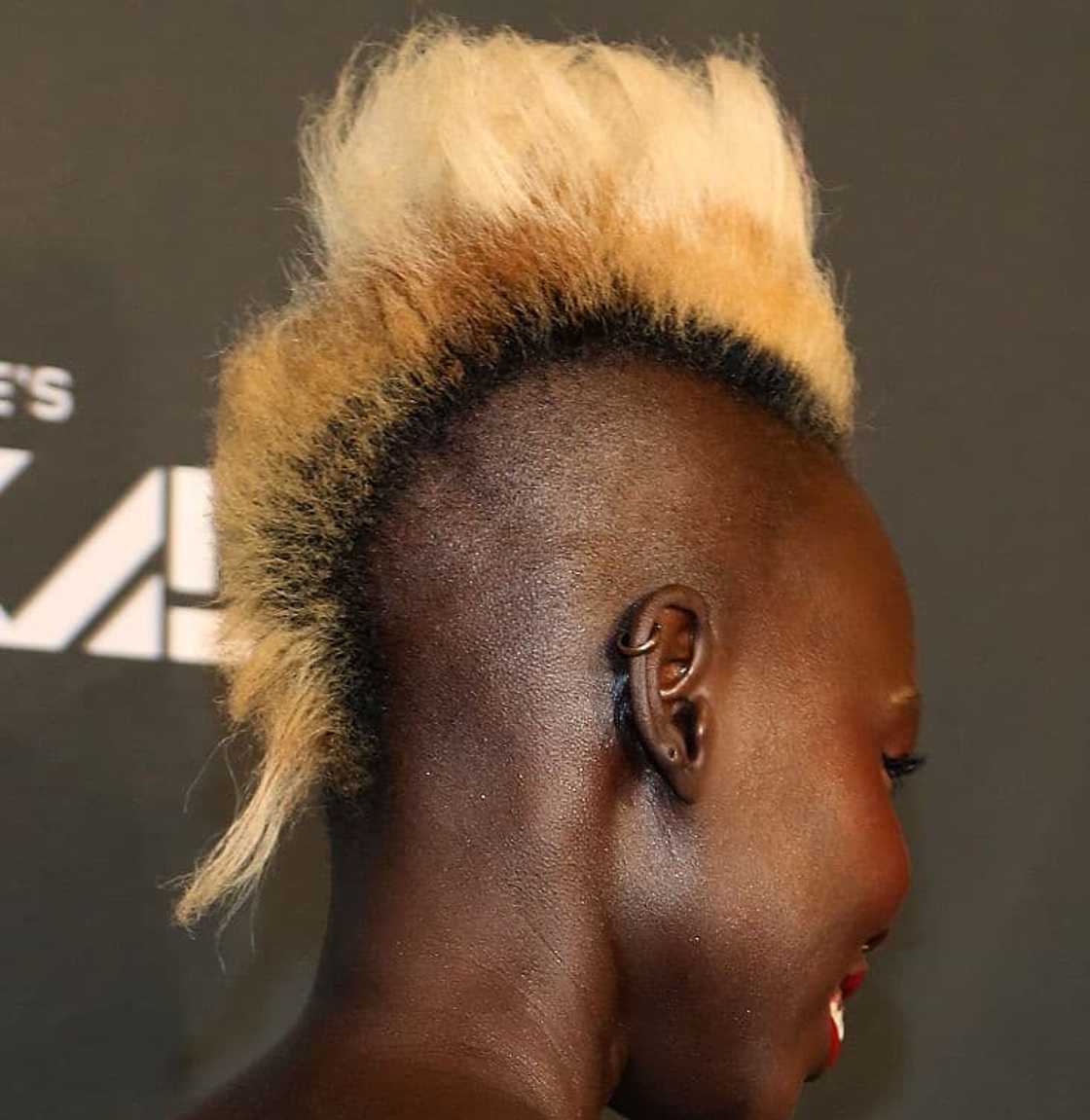 The platinum-blonde variegated mohawk