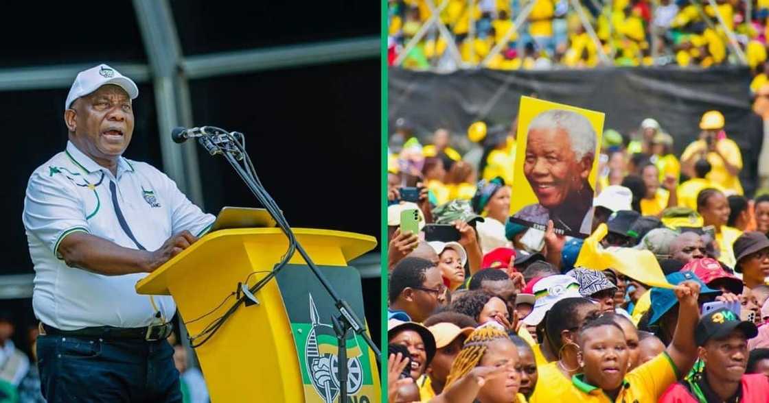 ANC President Cyril Ramaphosa addresses supporters. ANC President Cyril Ramaphosa addresses supporters.