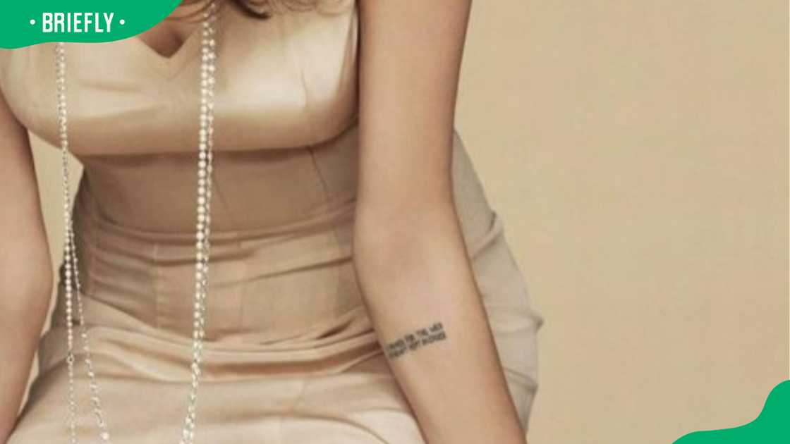 Angelina Jolie's forearm tattoo Angelina Jolie's forearm tattoo