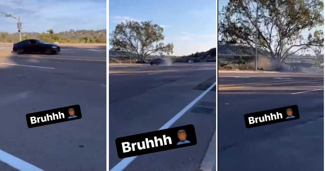 A driver couldn't maintain control of his BMW while doing stunts on the road. A driver couldn't maintain control of his BMW while doing stunts on the road.