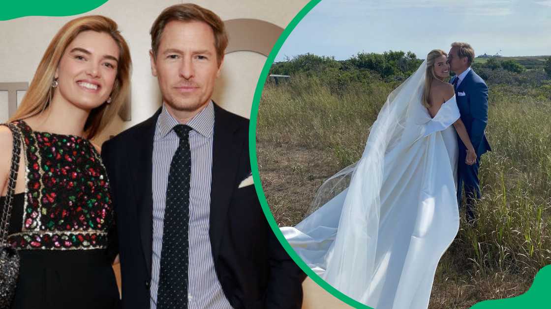 Alexandra Michler Kopelman and Will Kopelman at The Grill in 2024 (L). The couple during their 2021 wedding (R)