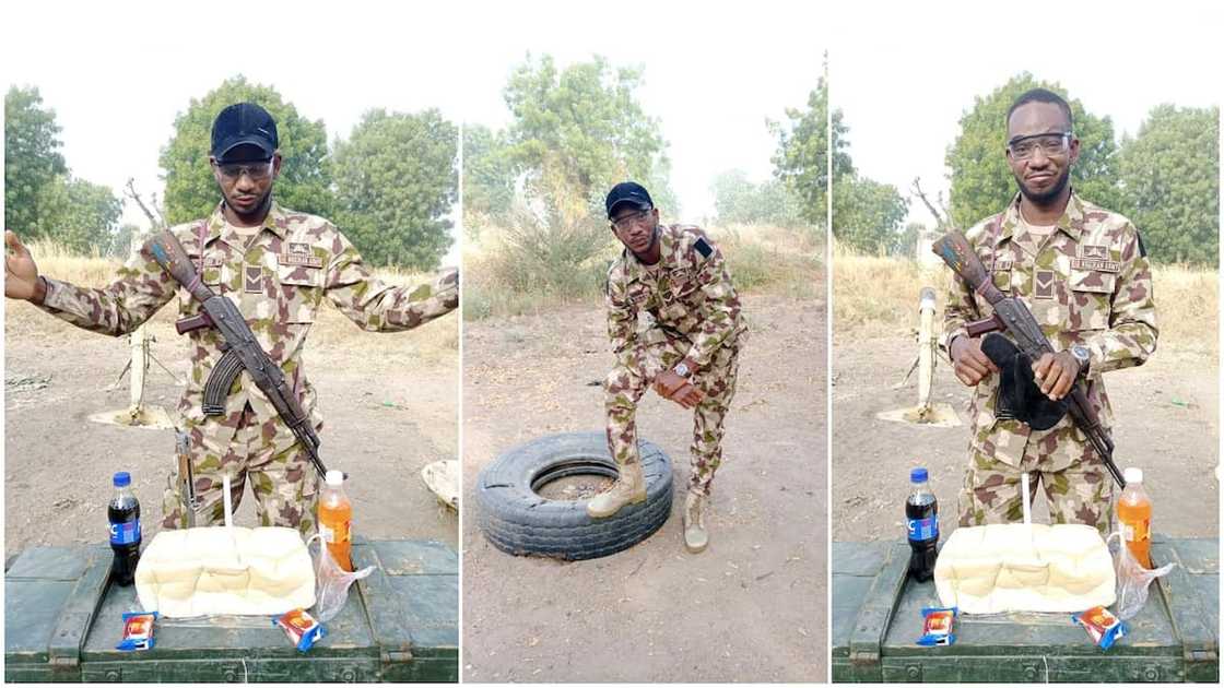 Nigerian soldier on duty marks birthday with bread, biscuits, calls for prayer (photos) Nigerian soldier on duty marks birthday with bread, biscuits, calls for prayer (photos)