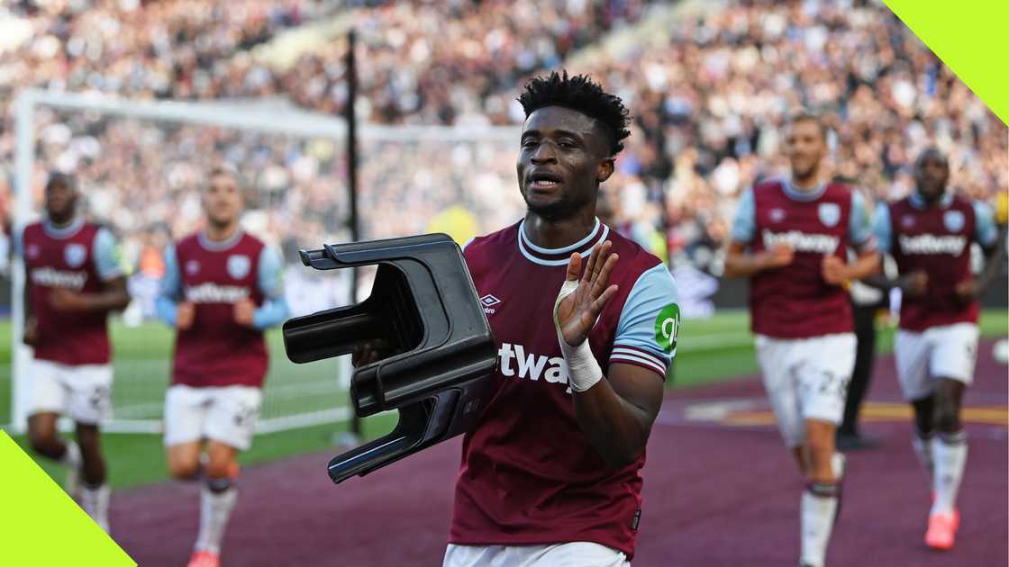 West Ham forward Mohammed Kudus celebrated with a stool after ending his goal-scoring drought in the Premier League.