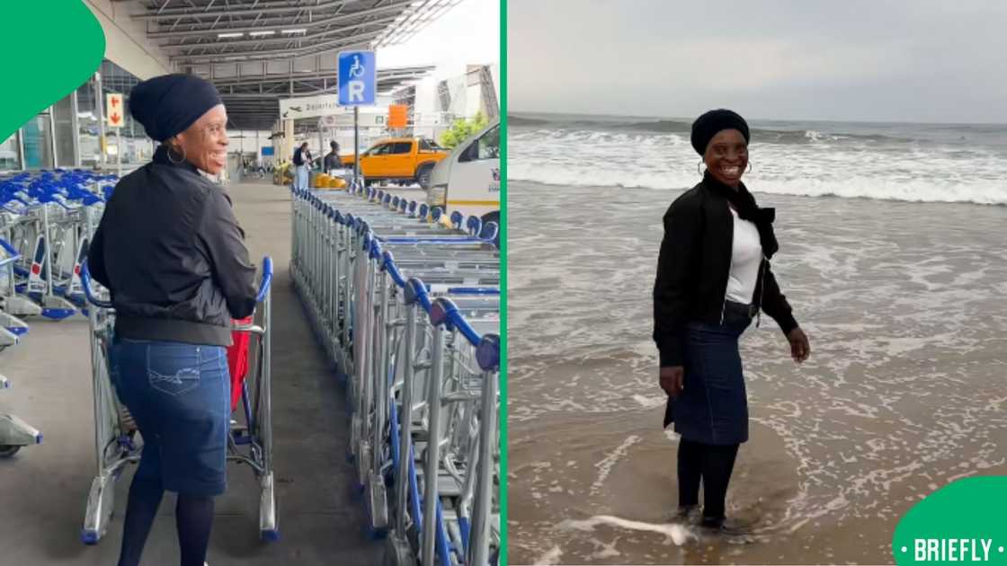 The visual on the right showed the birthday girl at a beach