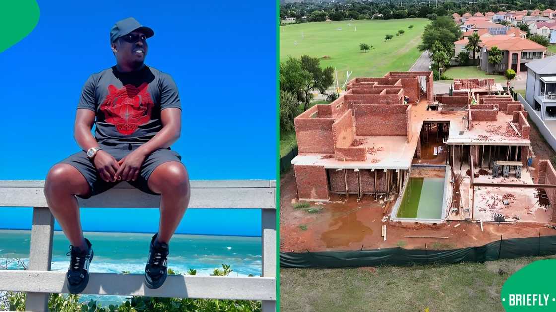 A man showed the houses he built. A man showed the houses he built.