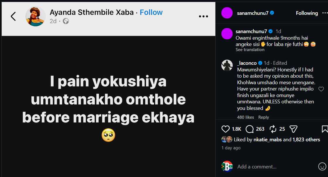 Sana Mchunu on women having kids out of wedlock.