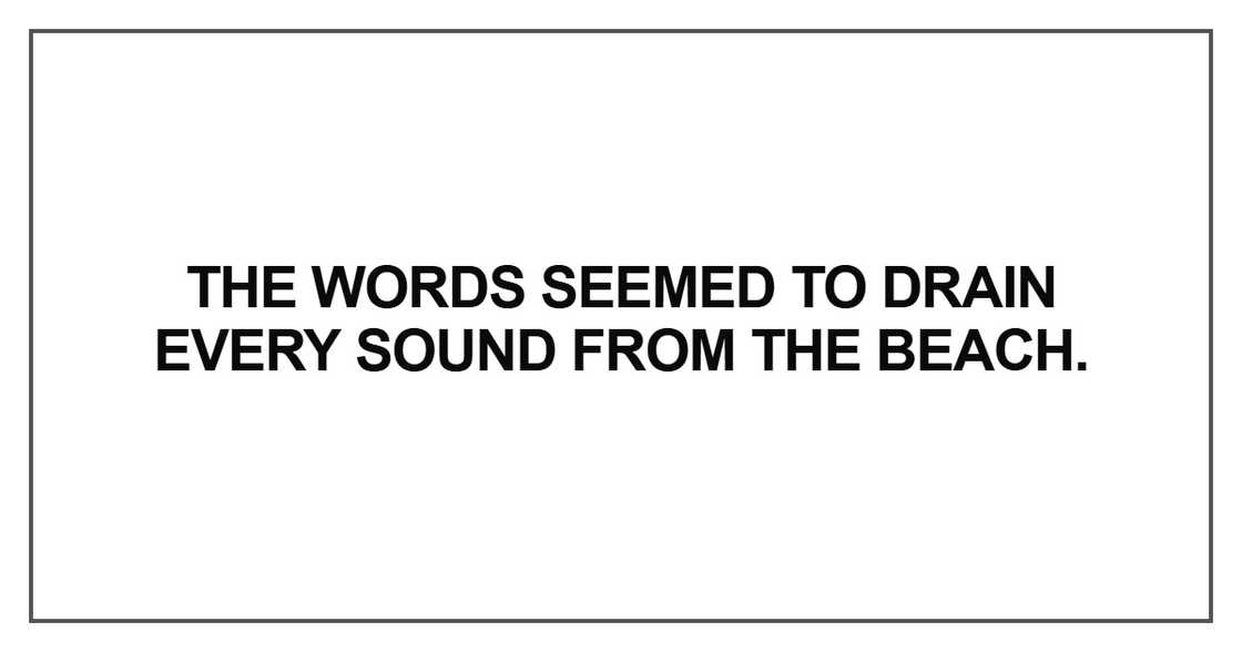 The words seemed to drain every sound from the beach