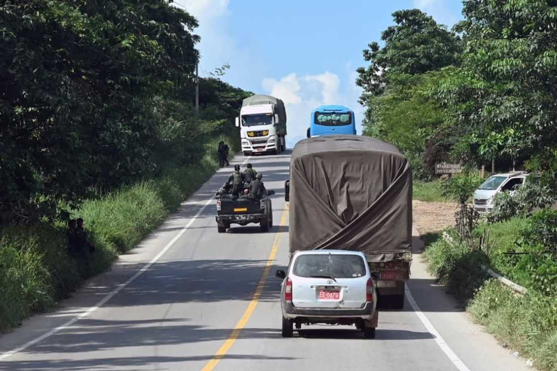 Air strikes and artillery barrages regularly fall near the road, choking a major artery of Myanmar's already struggling economy Air strikes and artillery barrages regularly fall near the road, choking a major artery of Myanmar's already struggling economy