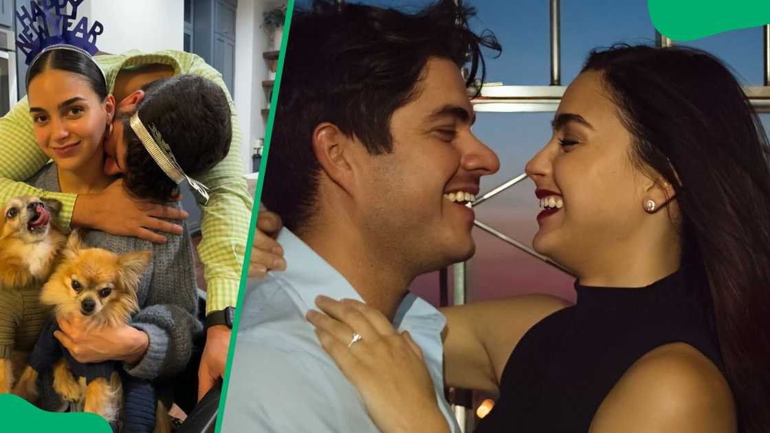 Melissa and Paco with their dogs (L). The couple during their 2017 engagement (R) Melissa and Paco with their dogs (L). The couple during their 2017 engagement (R)