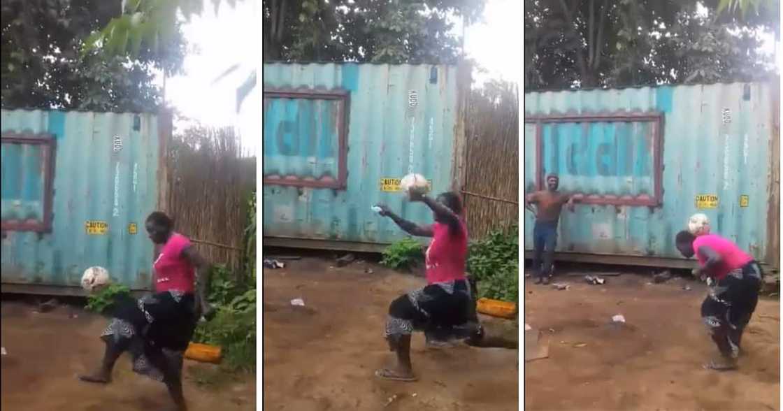 A woman impressed folks online with her impressive ball skills. A woman impressed folks online with her impressive ball skills.