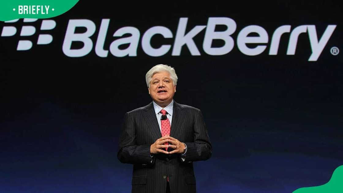 Mike Lazaridis during the 2010 BlackberryDevCon presentation Mike Lazaridis during the 2010 BlackberryDevCon presentation
