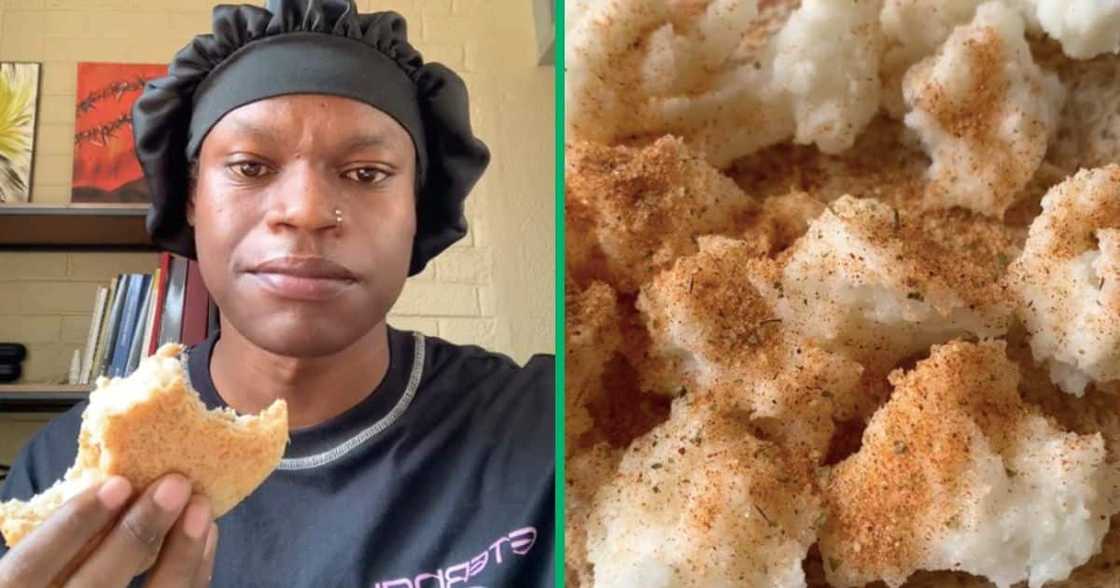 A man in Tshwane made a sandwich using pap and Six Guns in a TikTok video