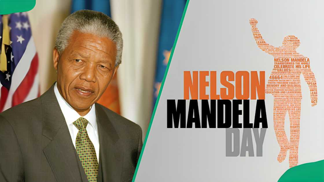 Nelson Mandela at an event and his art work Nelson Mandela at an event and his art work