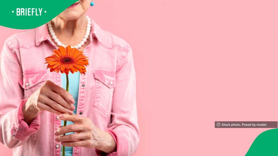 The visual showed a woman wearing a pink jacket in a pink background The visual showed a woman wearing a pink jacket in a pink background