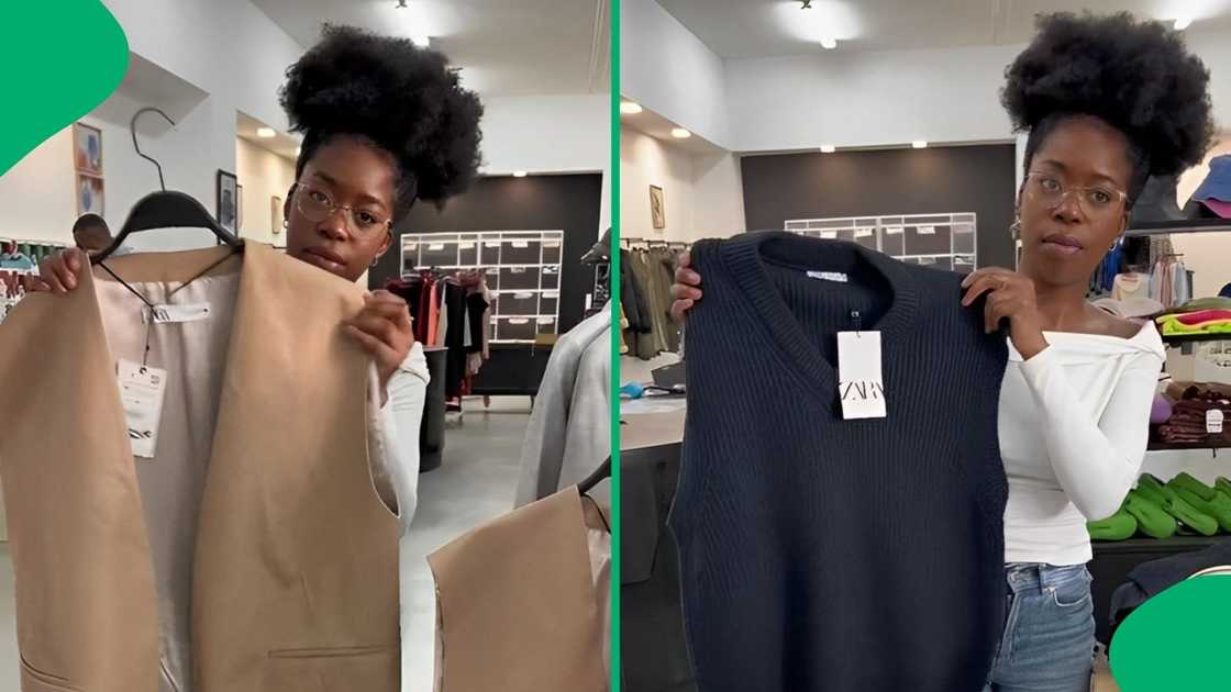 A woman showed discounted Zara items.