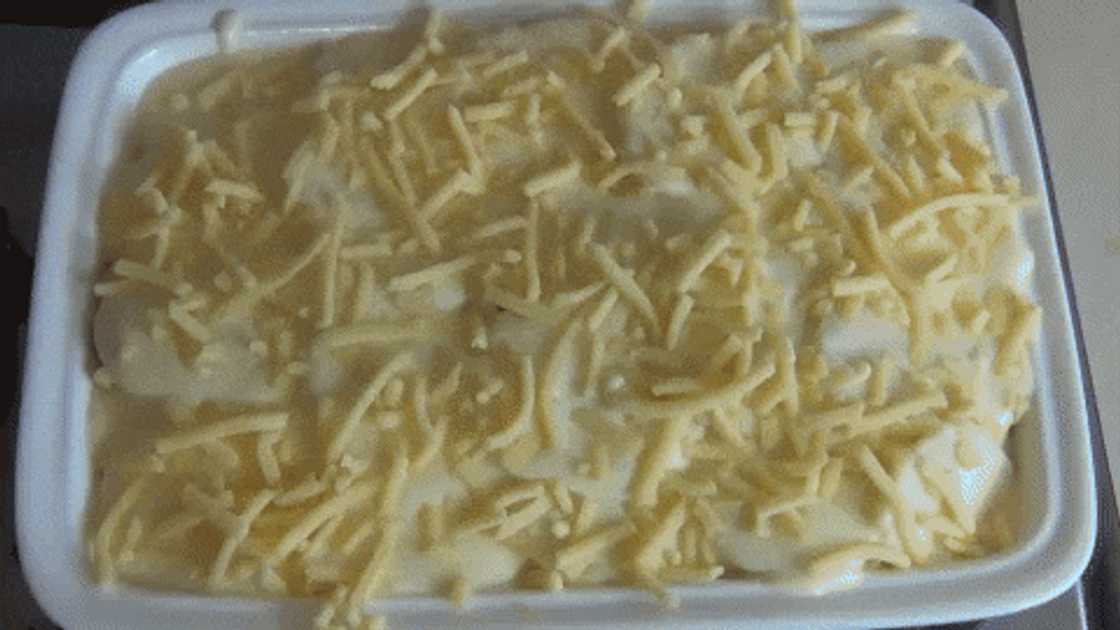 Preparing potato and vegetables bake Preparing potato and vegetables bake