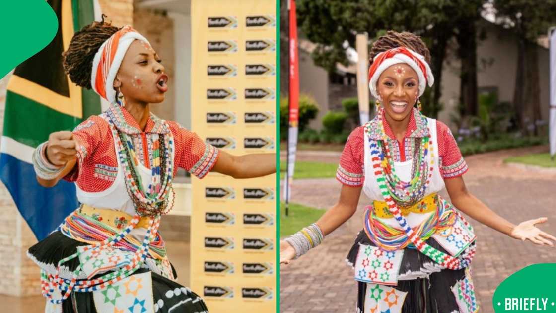 A striking moment capturing her confident presence as she represents local heritage at an international summit A striking moment capturing her confident presence as she represents local heritage at an international summit