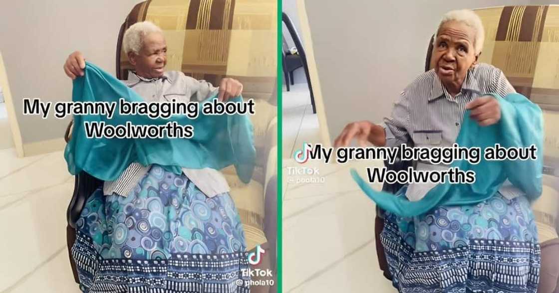 A woman showed off her Woolworths head wrap A woman showed off her Woolworths head wrap