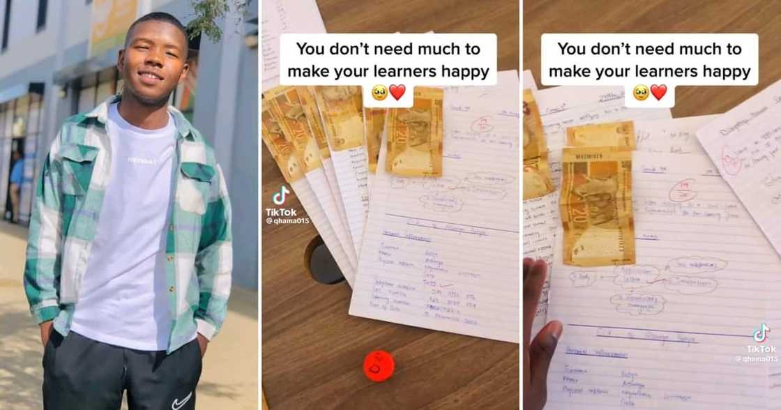 A teacher rewarded A-students who passed his test with R20 notes A teacher rewarded A-students who passed his test with R20 notes