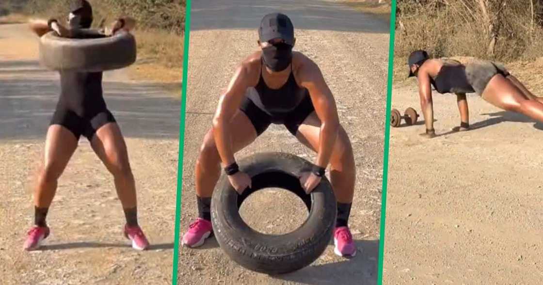 TikTok video shows woman demonstrating her fitness level