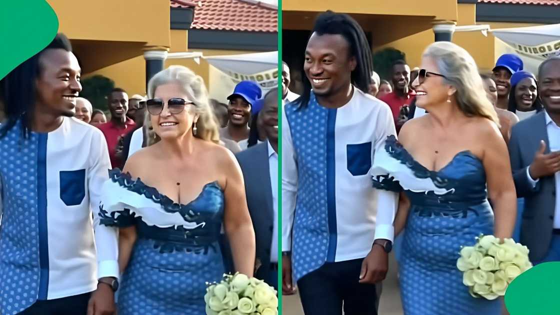 A TikTok video shows a young man marrying an older white woman.