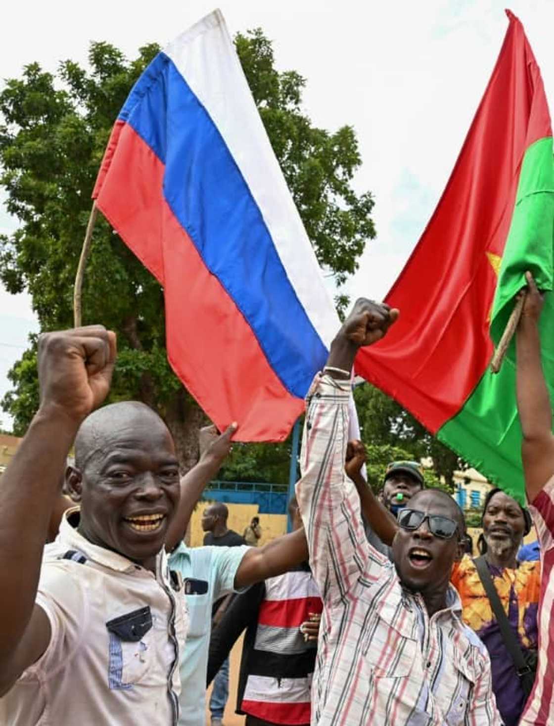 The September 30 coup announcement sparked anti-French protests and a flag-waving show of support for Russia