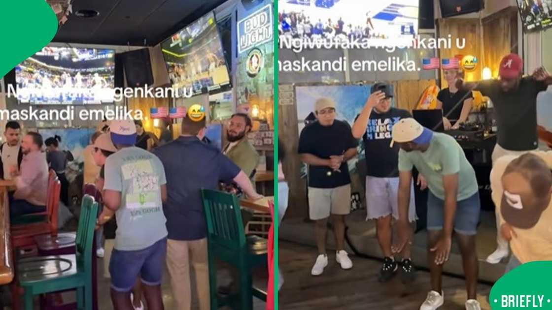 The screenshot on the right showed him teaching Americans how to dance to Maskandi music The screenshot on the right showed him teaching Americans how to dance to Maskandi music