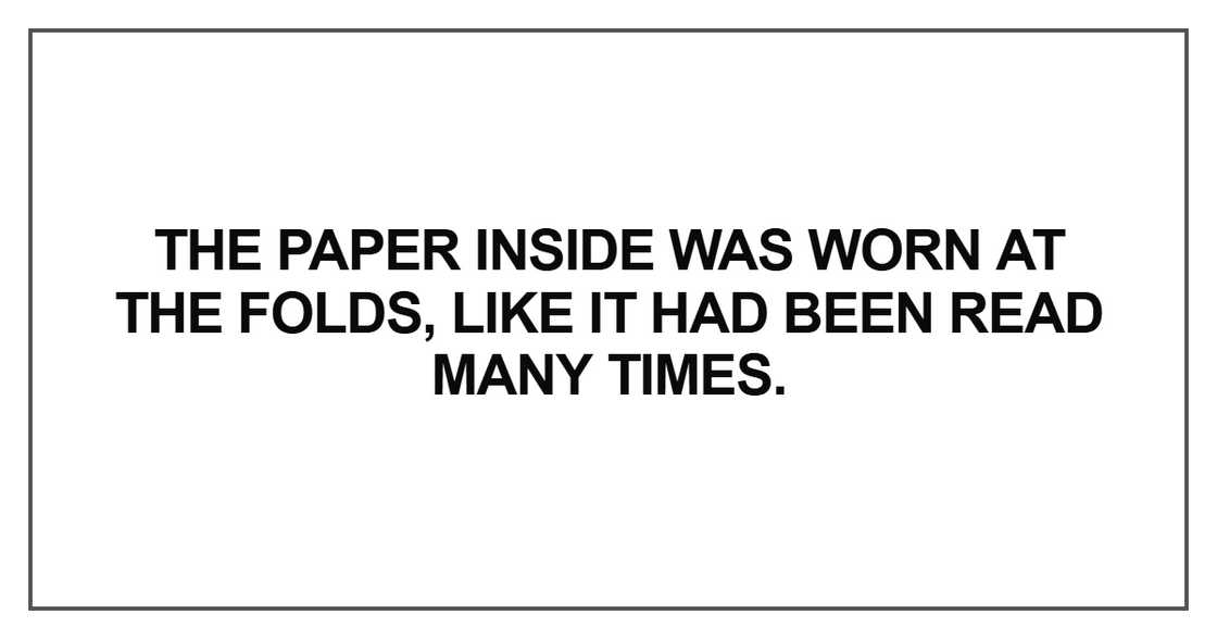 The paper inside was worn at the folds